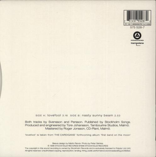 The Cardigans Lovefool - White Vinyl UK 7